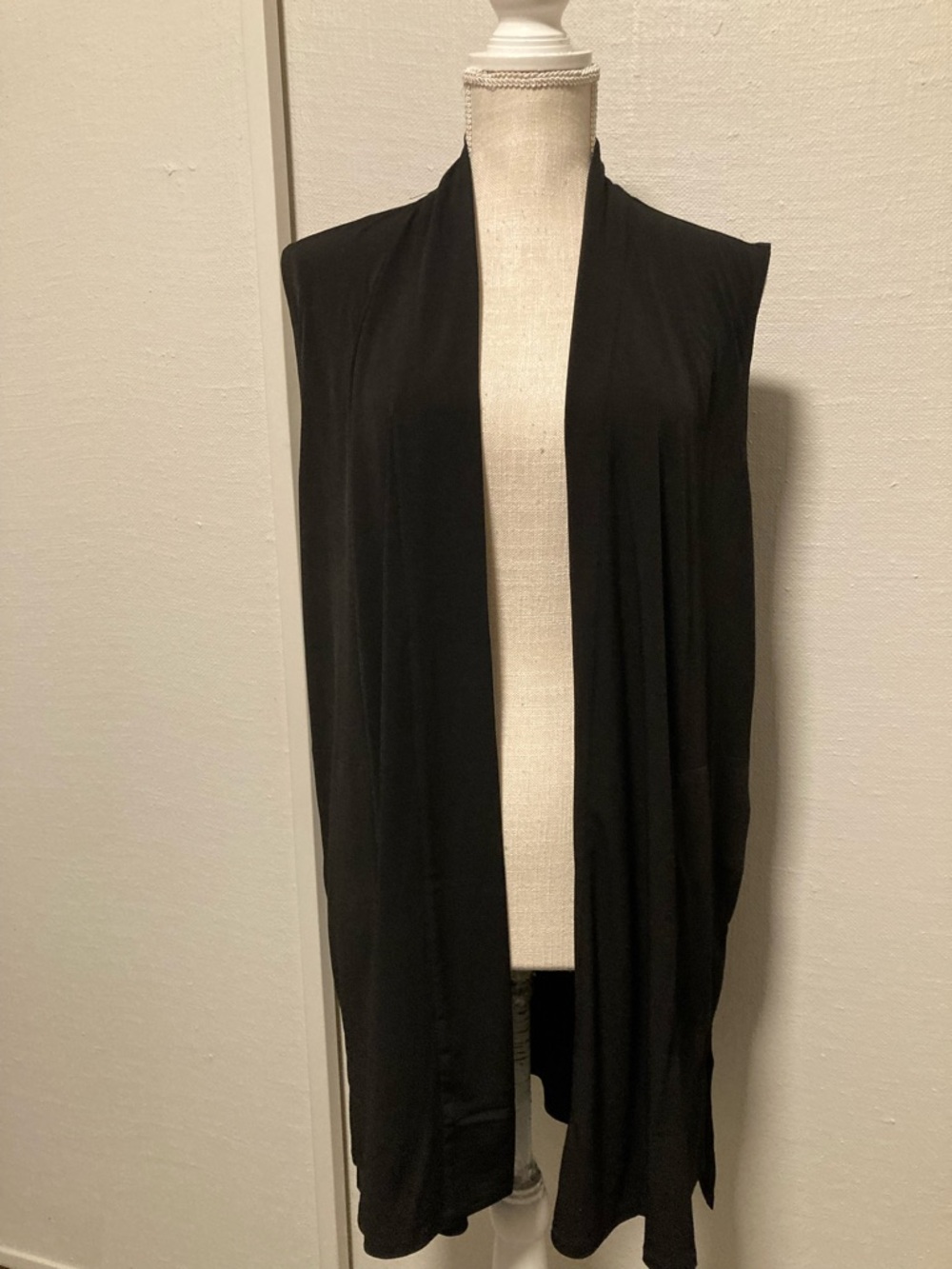 Susan Graver Black Everyday Sleeveless Cardigan Vest